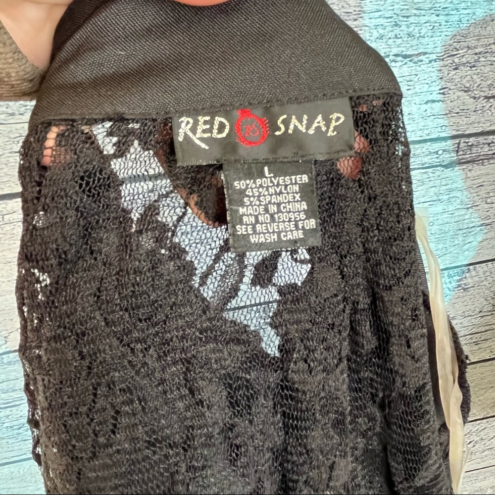 Red Snap Rocker Jacket Size Large Lace Sleeves - Picture 6 of 13